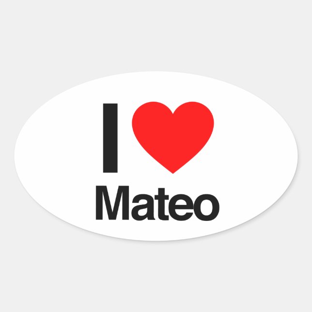 Pegatina Ovalada me encanta mateo (Anverso)