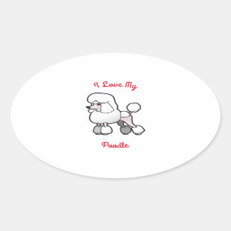 Pegatina Ovalada Me encanta mi caniche