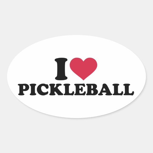 Pegatina Ovalada Me encanta Pickleball (Anverso)