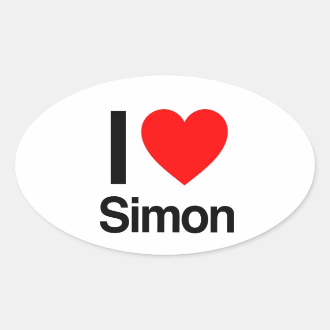 Pegatina Ovalada me encanta simon (Anverso)