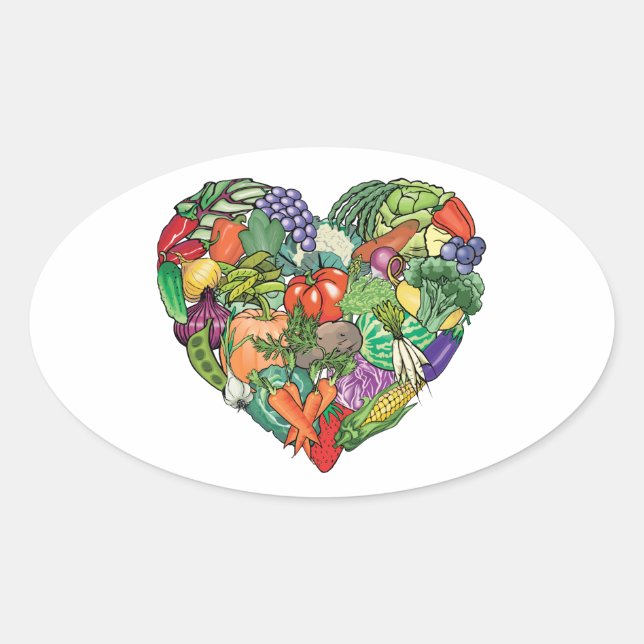 Pegatina Ovalada Me encantan las verduras (Anverso)