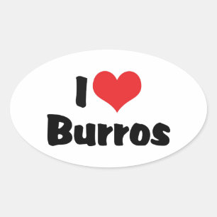 Pegatina Ovalada Me Encantan Los Burros Del Corazón