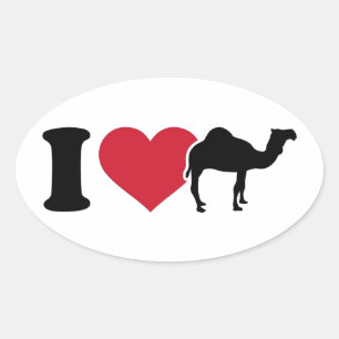 Pegatina Ovalada Me encantan los camellos