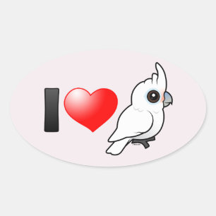 Pegatina Ovalada Me encantan los Cockatoos de Goffin