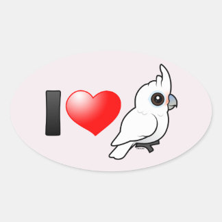 Pegatina Ovalada Me encantan los Cockatoos de Goffin