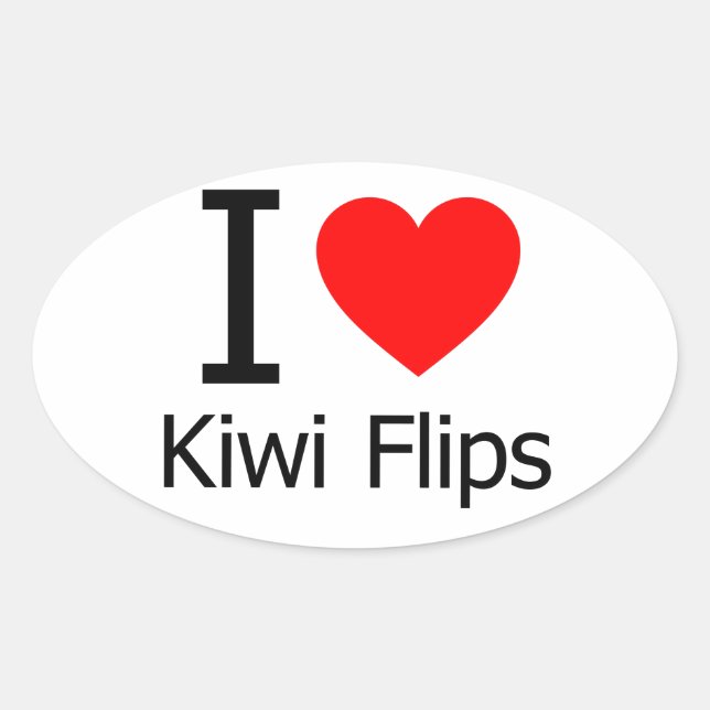 Pegatina Ovalada Me encantan los giros de Kiwi (Anverso)
