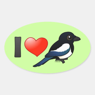 Pegatina Ovalada Me encantan los magpies