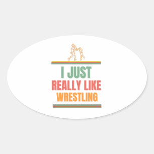 Pegatina Ovalada me gusta la lucha libre