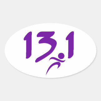 Pegatina Ovalada Media maratón morada de 13,1