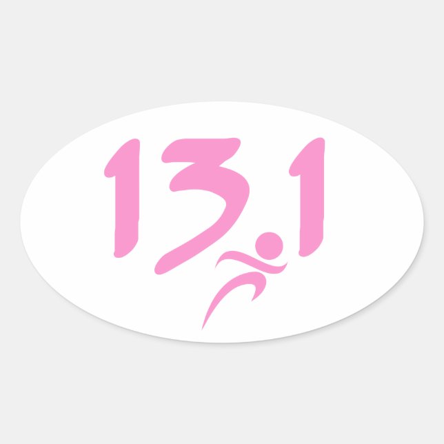 Pegatina Ovalada Media maratón rosa 13.1 (Anverso)