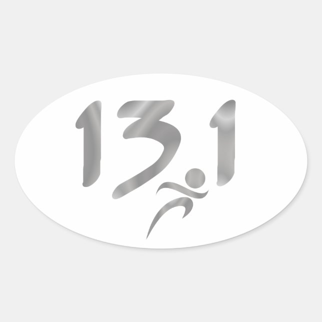 Pegatina Ovalada Media maratón Silver 13.1 (Anverso)