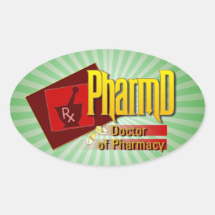 Pegatina Ovalada Médica de PharmD LOGO