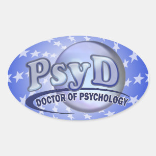 Pegatina Ovalada Médica PsyD de LOGO de Psicología