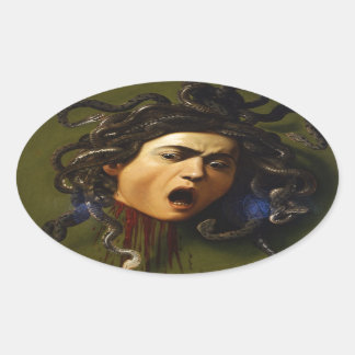 Pegatina Ovalada Medusa 1595 - 1598 por Caravaggio Merisi