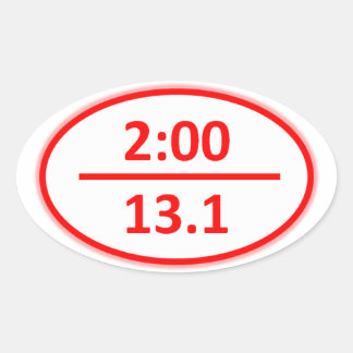 Pegatina Ovalada Menos de dos horas por la mitad