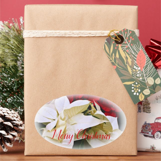 Pegatina Ovalada Merry Christmas (Vacaciones)