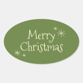 Pegatina Ovalada Merry Retro Vintage Minimalista Navidades del sigl