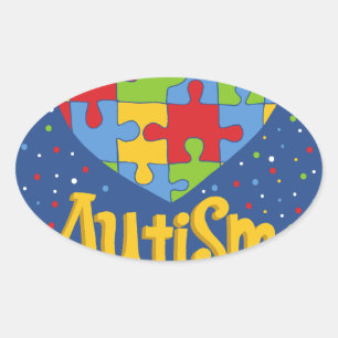 Pegatina Ovalada mes de concienciación sobre el autismo