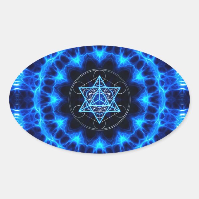 Pegatina Ovalada Metatrons dado - Merkaba estrella Tetraeder - (Anverso)