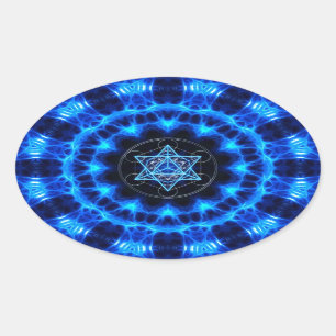 Pegatina Ovalada Metatrons dado - Merkaba estrella Tetraeder -