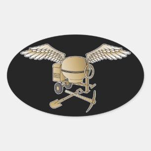 Pegatina Ovalada Mezclador de hormigón beige