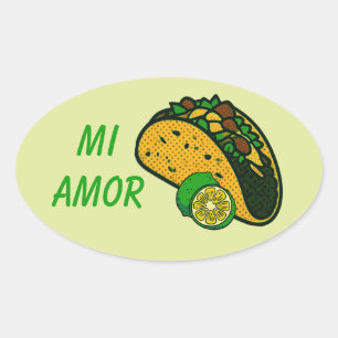 Pegatina Ovalada Mi Amor Taco y Lima