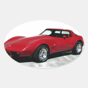 Pegatina Ovalada Mi Corvette rojo de 1979