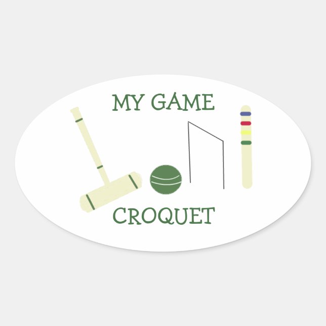 Pegatina Ovalada Mi Juego de Croquet (Anverso)