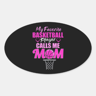 Pegatina Ovalada Mi jugador favorito de baloncesto me llama mamá