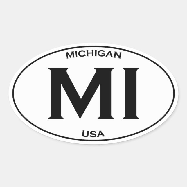 Pegatina Ovalada MI - Michigan USA (Anverso)