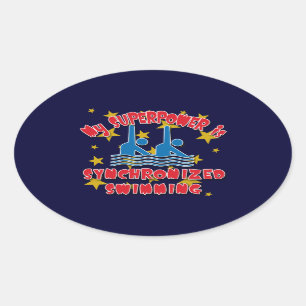 Pegatina Ovalada Mi superpotencia es natación sincronizada