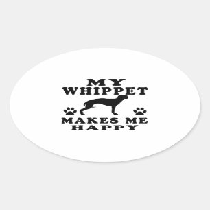 Pegatina Ovalada Mi Whippet me hace feliz