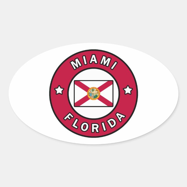 Pegatina Ovalada Miami Florida (Anverso)