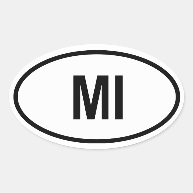 Pegatina Ovalada Michigan "MI" (Anverso)