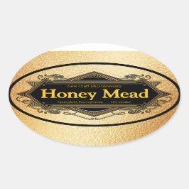 Pegatina Ovalada Microcervecería dorada Honey Mead