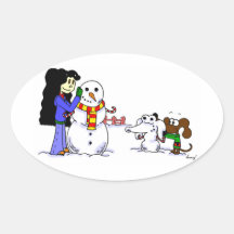 Midge Jugando en Pegatinas de Nieve - Personalizar