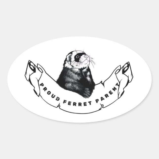 Pegatina Ovalada Minimalist  for ferret enthusiasts. (Anverso)