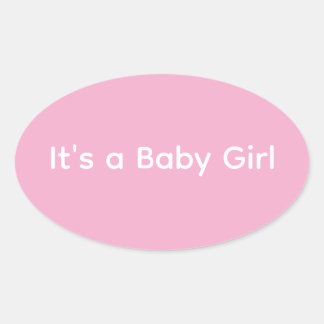 Pegatina Ovalada Minimalista Rosa y Blanco Es una Niña