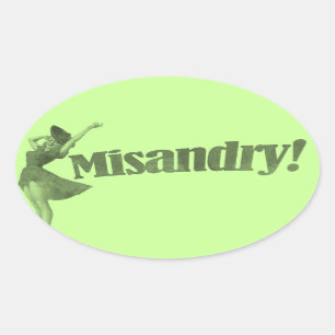 Pegatina Ovalada ¡Misandry! Diseño gráfico