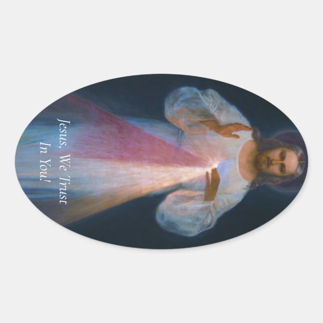 Pegatina Ovalada misericordia divina (Anverso)