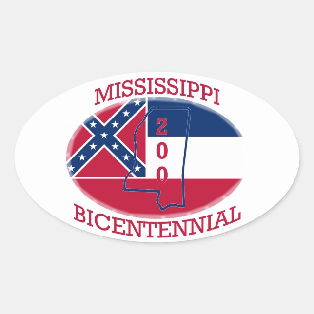 PEGATINA OVALADA MISSISSIPPI BICENTENNIAL (Anverso)