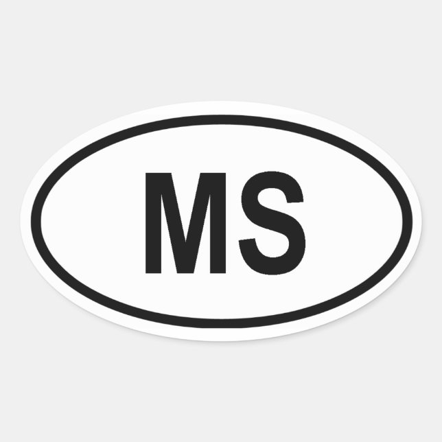Pegatina Ovalada Mississippi "MS" (Anverso)