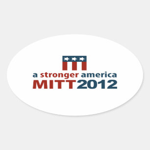 Pegatina Ovalada Mitt Romney para una América más fuerte