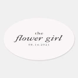 Pegatina Ovalada Moderna caligrafía Flor Boda