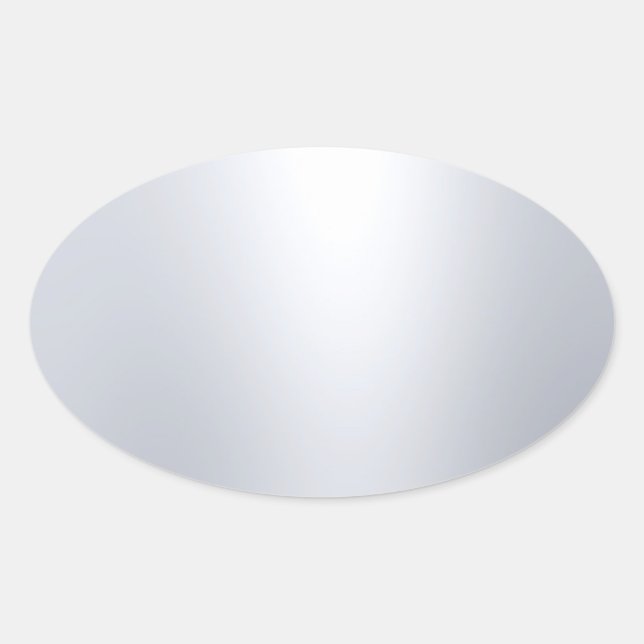 Pegatina Ovalada Moderno Falso Template Blanco Plateado Glamuroso (Anverso)