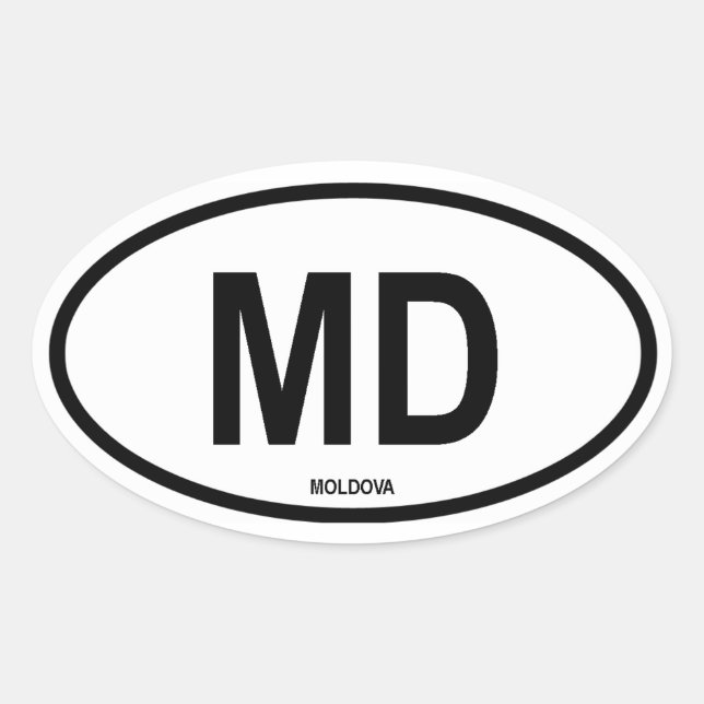 Pegatina Ovalada Moldavia "MD" (Anverso)