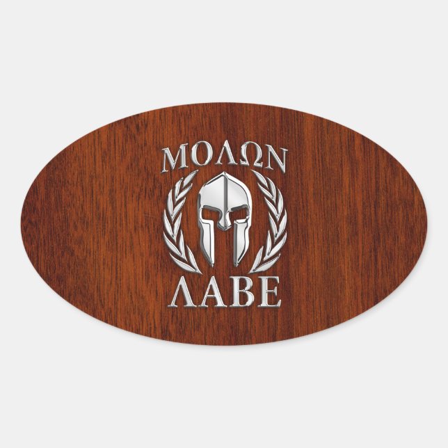 Pegatina Ovalada Molon Labe Guerrero Espartano Laureó Impresión de  (Anverso)