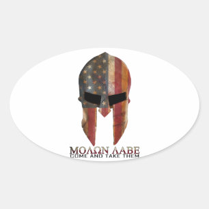 Pegatina Ovalada Molon Labe - Ven y llévate a EE.UU. Spartan