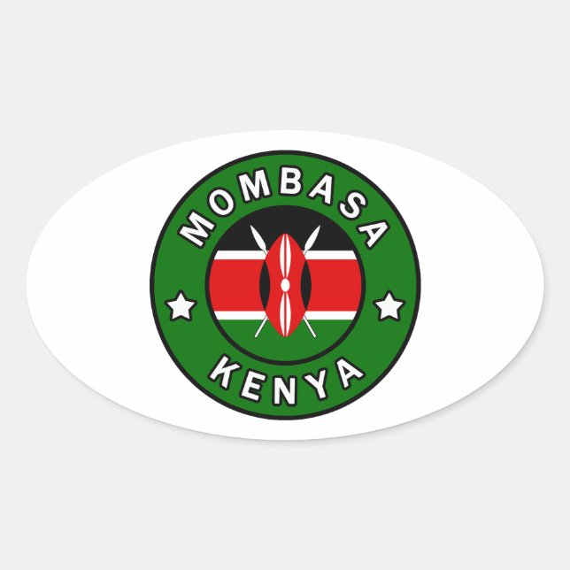 Pegatina Ovalada Mombasa Kenia (Anverso)