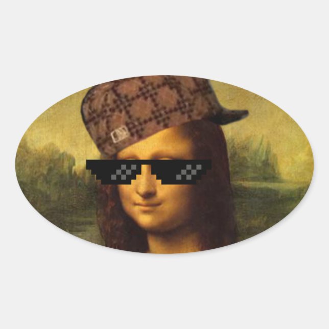 Pegatina Ovalada Mona Lisa Thug Life Art Life (Anverso)